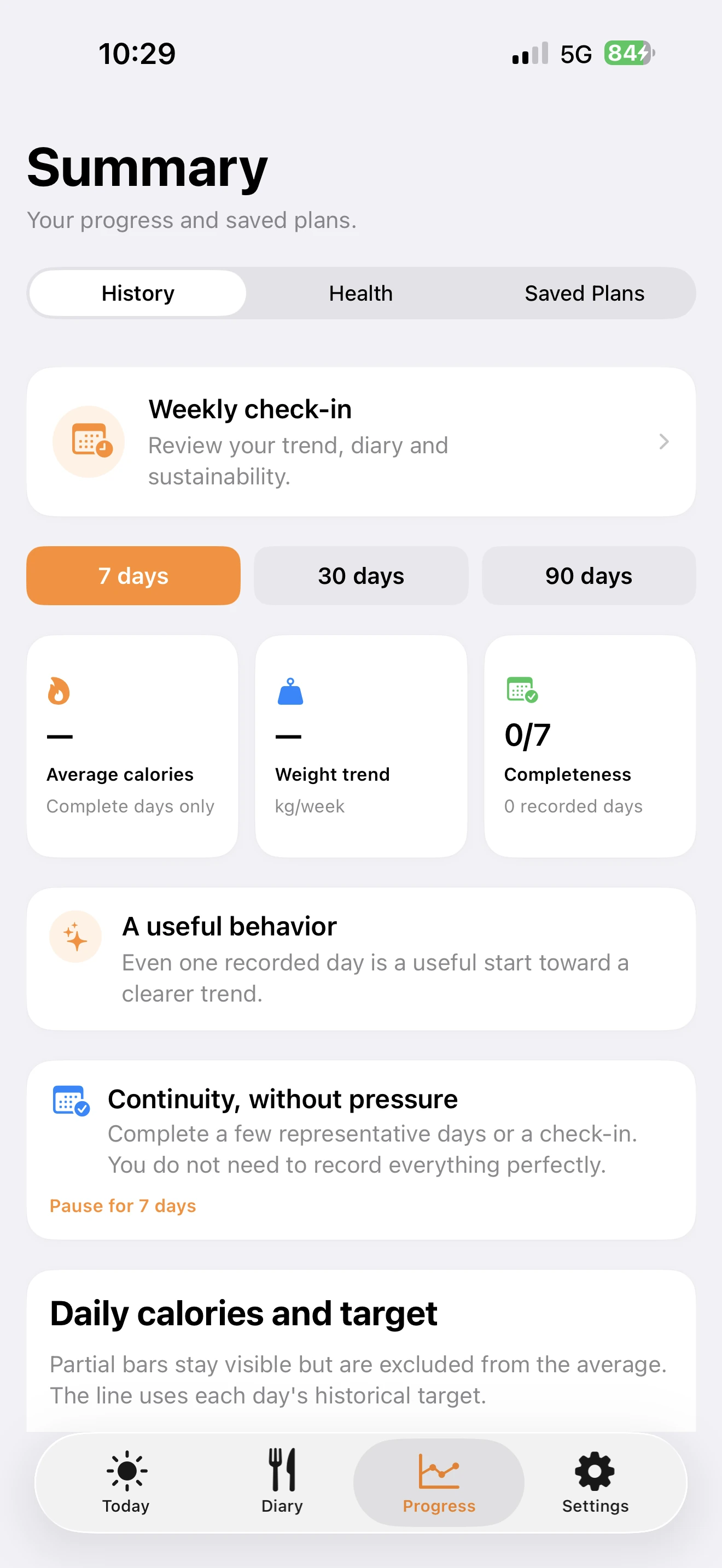 TDEEzy Progress summary — Light Mode