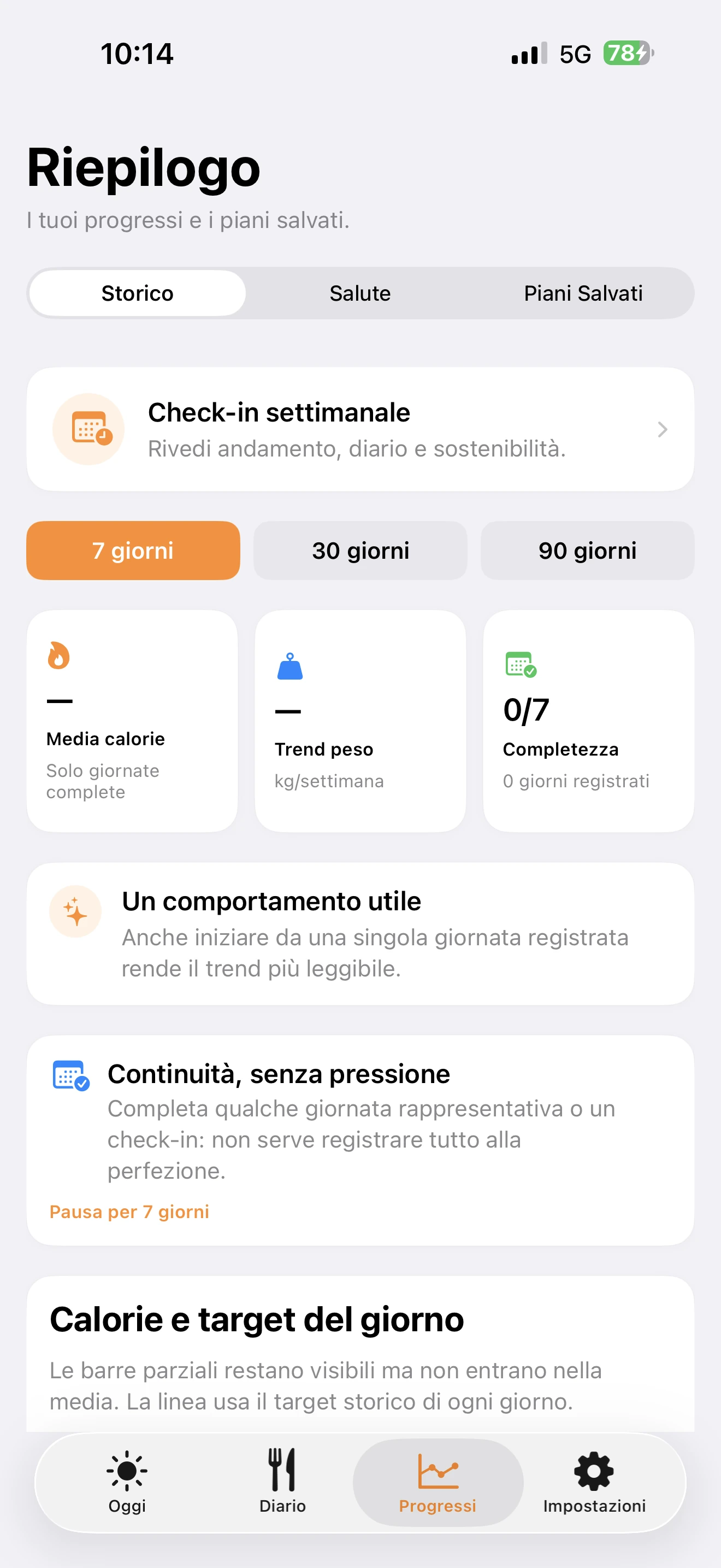 Riepilogo dei progressi di TDEEzy — Light Mode