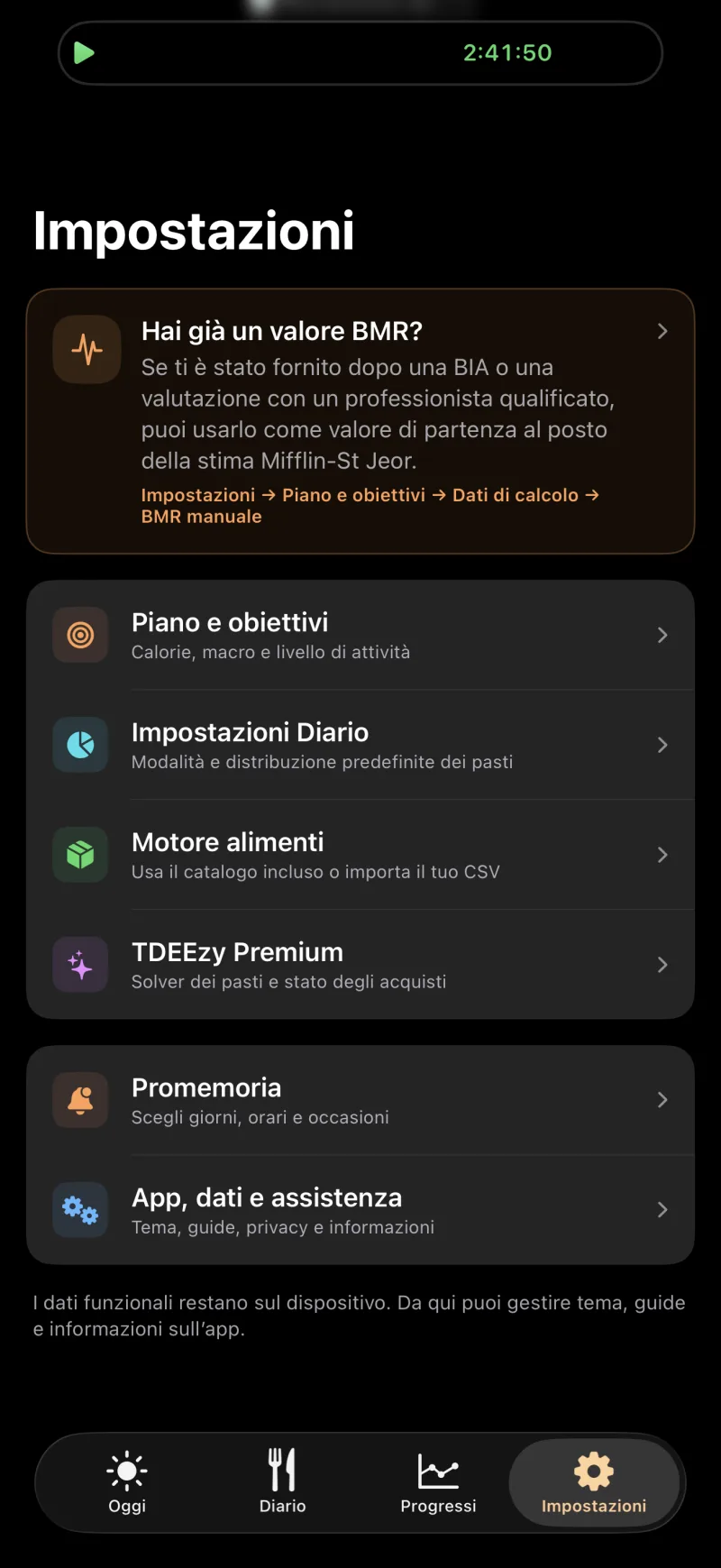 Schermata 5 di TDEEzy in modalità scura