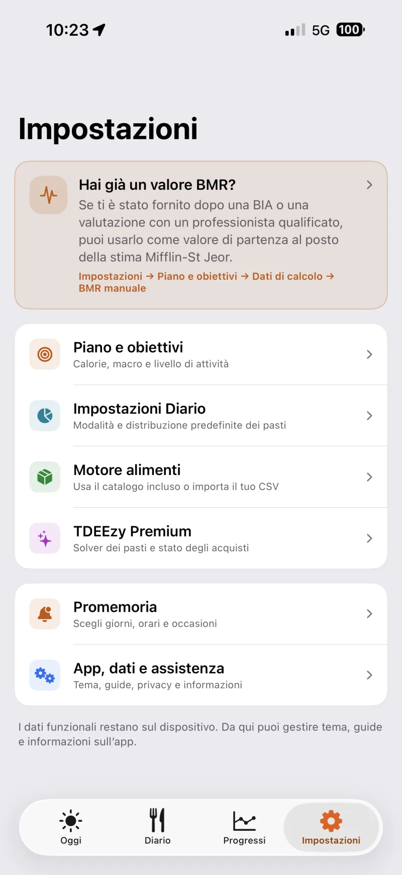 Schermata 5 di TDEEzy in modalità chiara