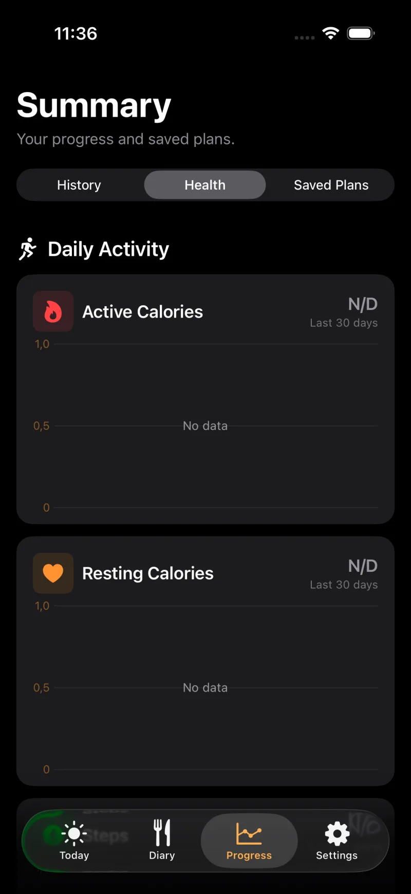 TDEEzy screen 4 in dark mode